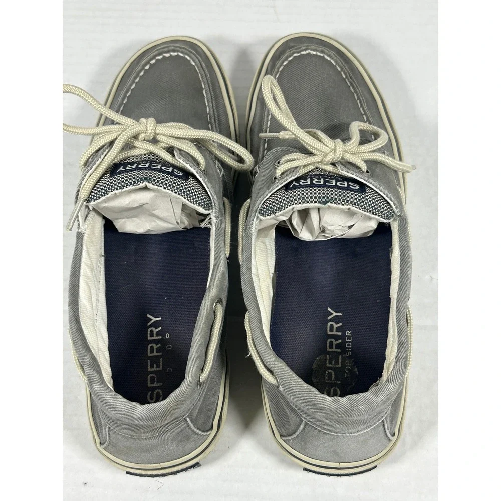 Sperry Bahama II Mens Grey Canvas Boat‎ Shoes Sneakers 0772830 Size 10.5